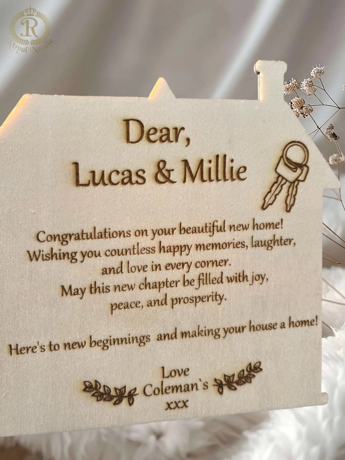 New Home Engraved Wooden Card