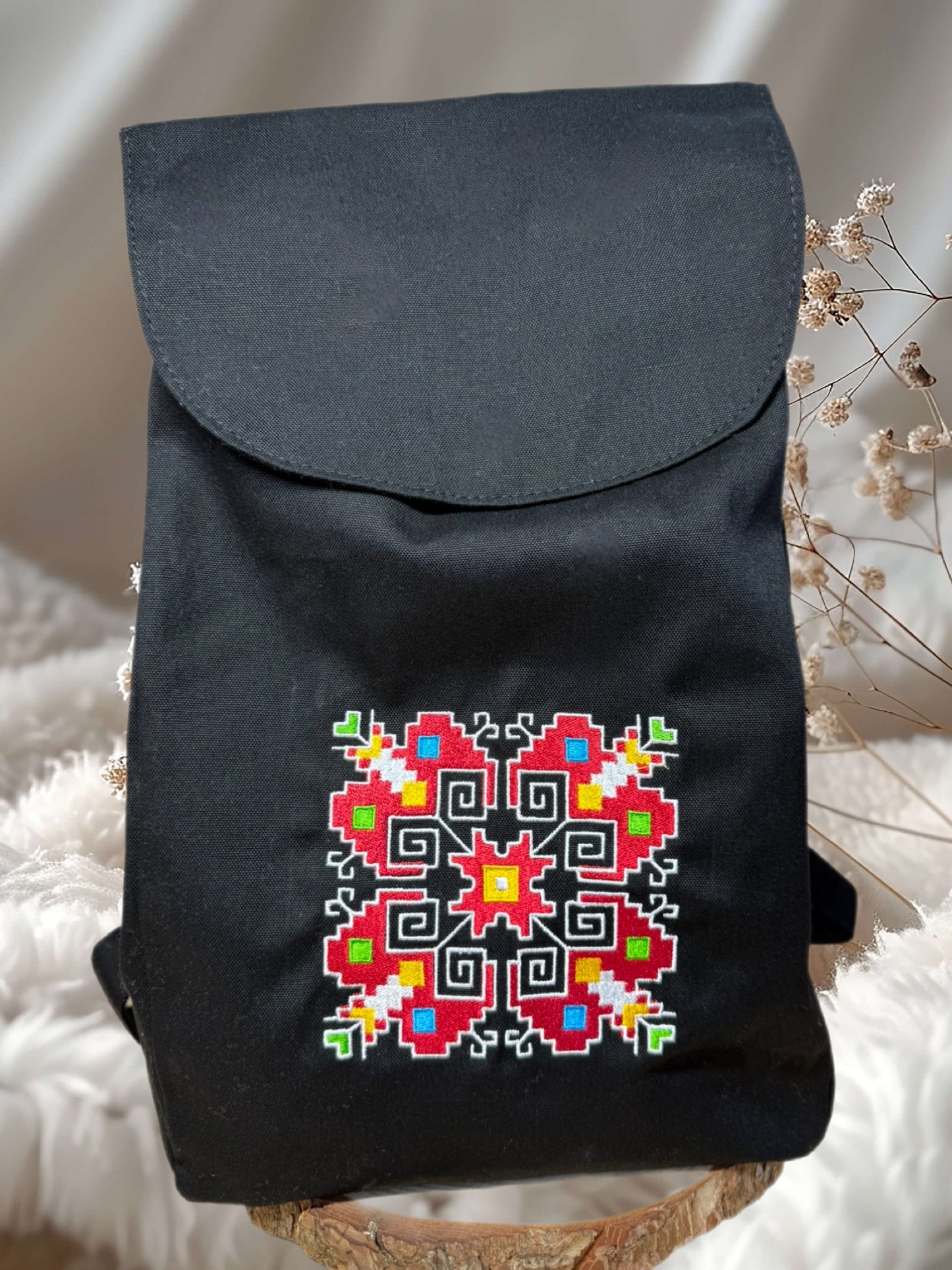 Раница с бродирана шевица "Елбетица" / Embroidered Backpack "Elbetitsa" LARGE Size